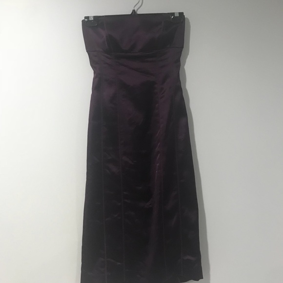 Burgundy Bebe strapless satin dress - Picture 8 of 8